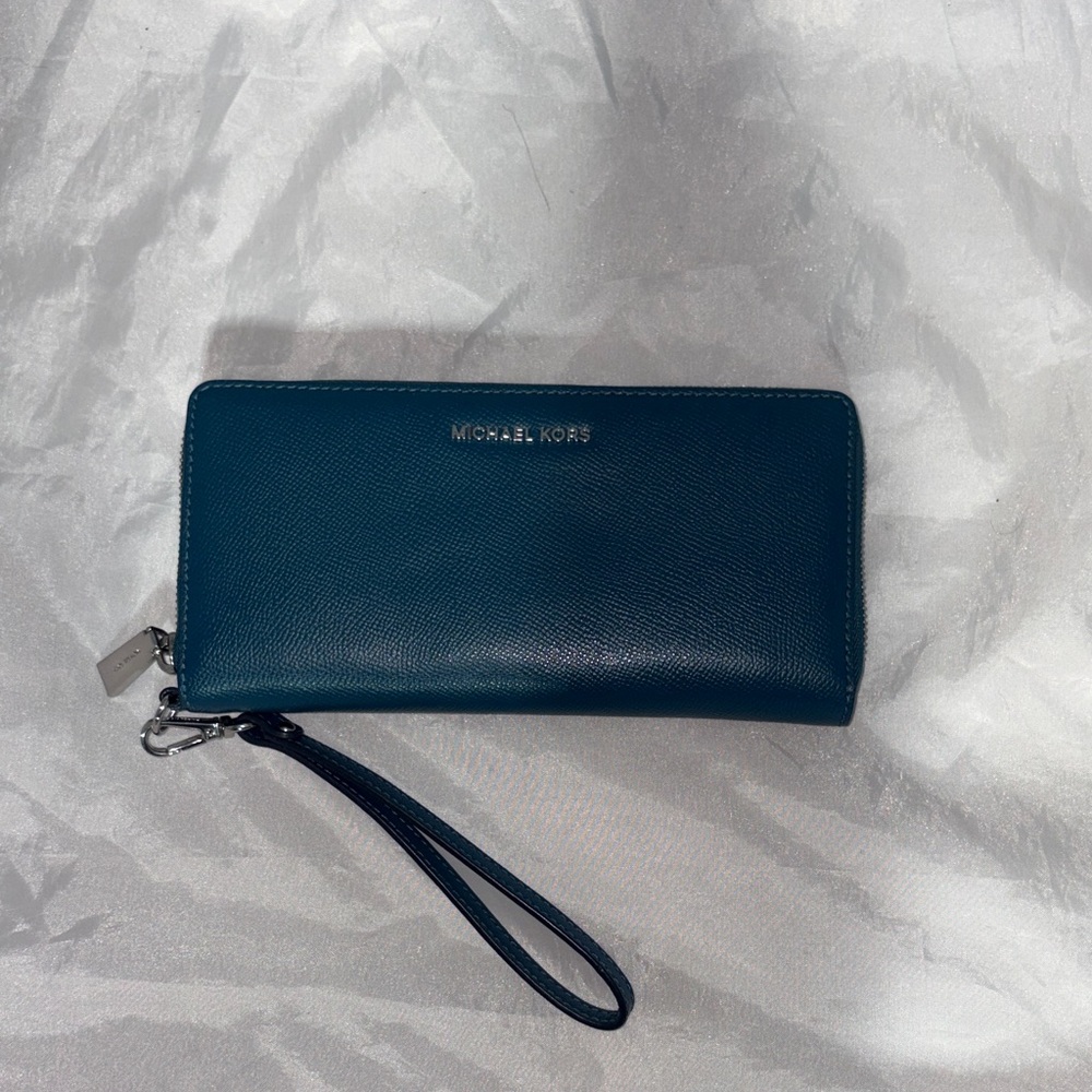 Michael Kors Deep Teal Zip Wristlet Wallet